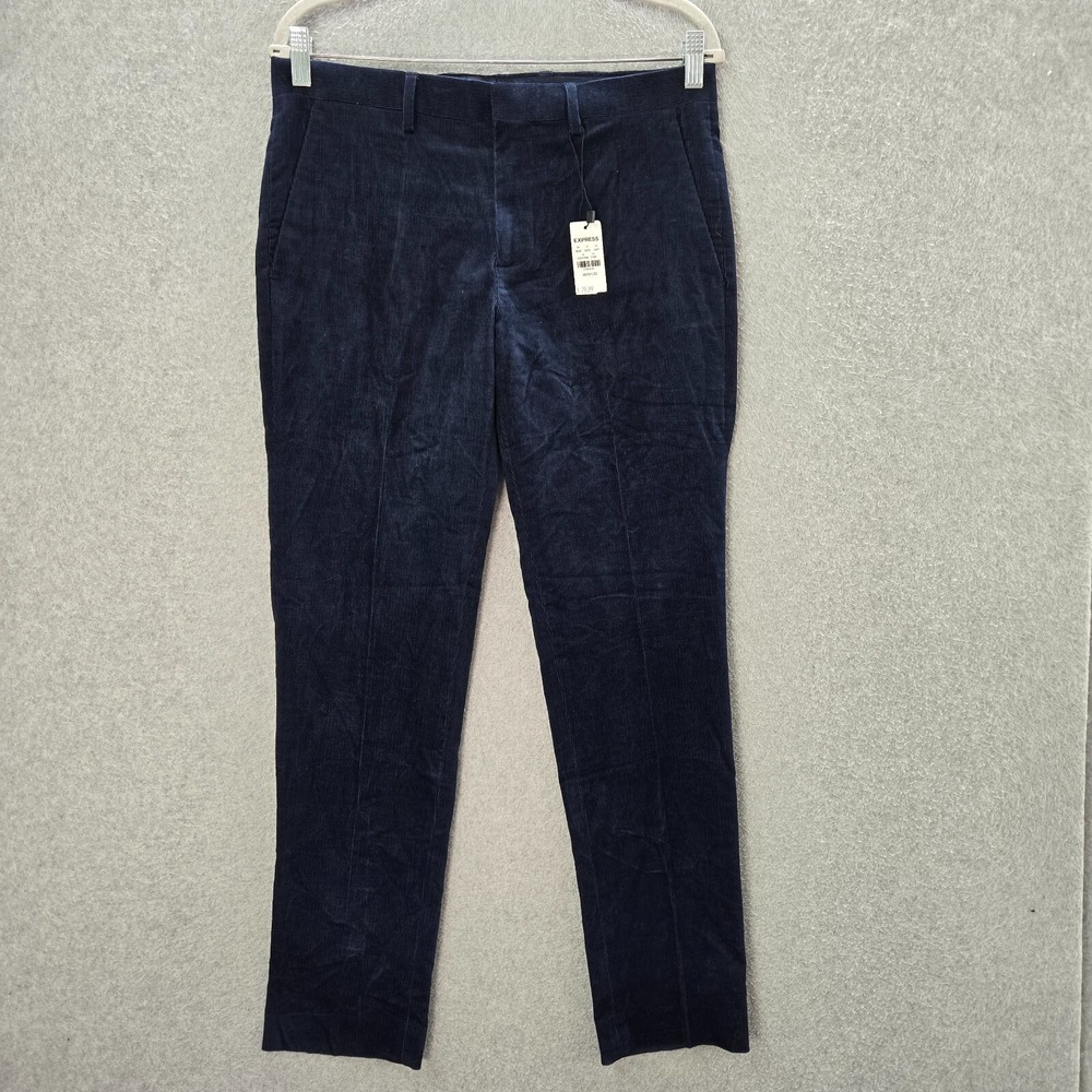 Express Men Pants 29x30 Blue Dress Chorduroy‎ Extra Slim Straight Pockets NWT